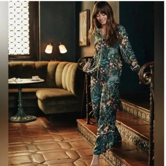 summersalt Other - SUMMERSALT x Rifle Paper Emerald Green Peacock Cloud 9 Pajama Set